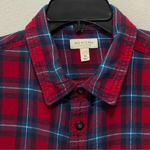 Sonoma Men’s XL Flannel Shirt in Red and Blue Plaid